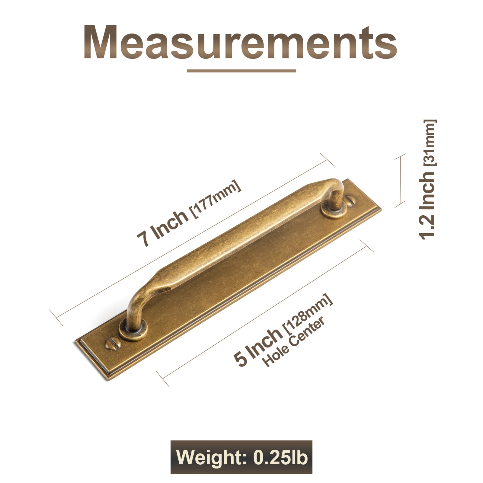 Goo-Ki 2 Pack Elegant Vintage Zinc Alloy Cabinet Handles with Long Backplate, Classic Furniture Hardware for Cabinets, Wardrobes & Dressers