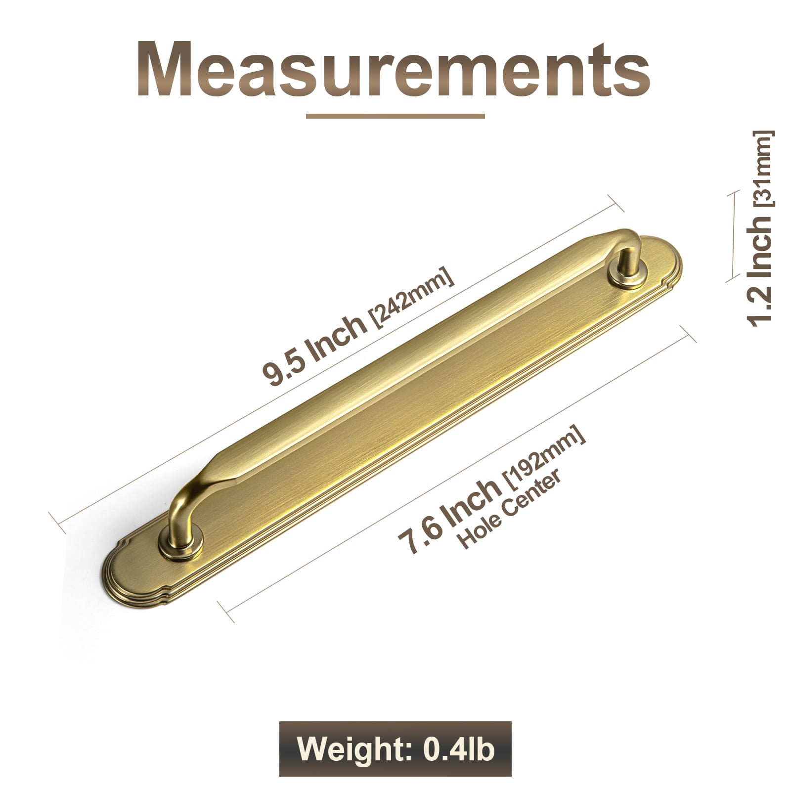Goo-Ki 2 Pack Elegant Vintage Zinc Alloy Cabinet Handles with Long Backplate, Classic Furniture Hardware for Cabinets, Wardrobes & Dressers
