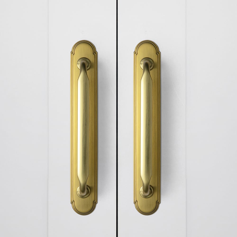 Goo-Ki 2 Pack Elegant Vintage Zinc Alloy Cabinet Handles with Long Backplate, Classic Furniture Hardware for Cabinets, Wardrobes & Dressers