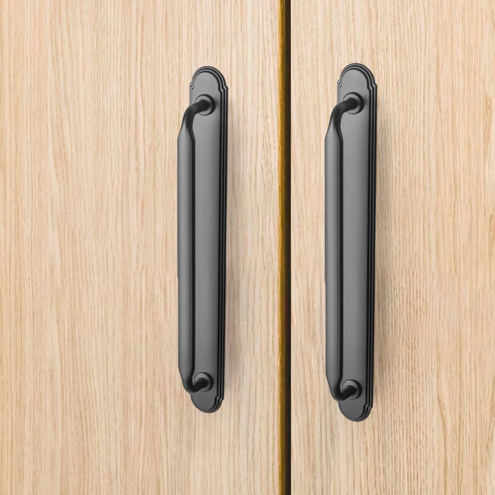 Goo-Ki 2 Pack Elegant Vintage Zinc Alloy Cabinet Handles with Long Backplate, Classic Furniture Hardware for Cabinets, Wardrobes & Dressers