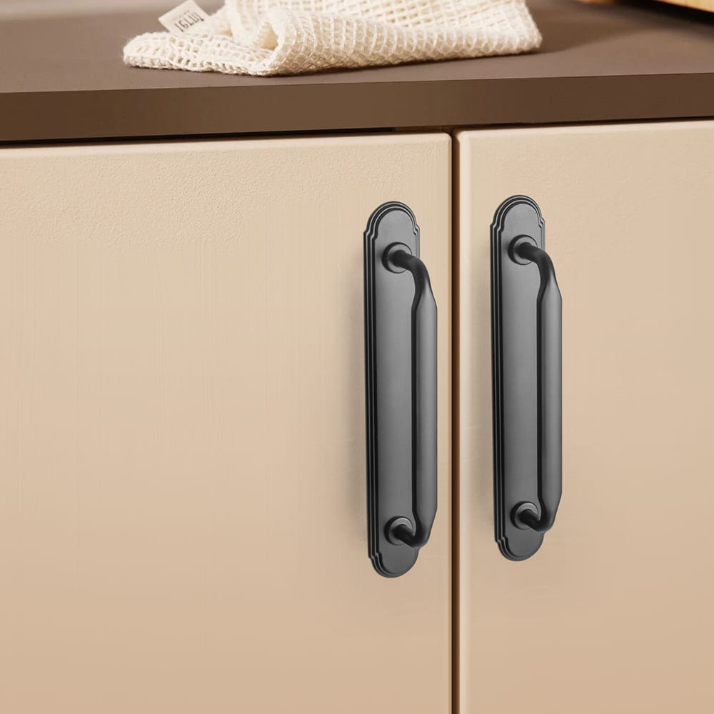 Goo-Ki 2 Pack Elegant Vintage Zinc Alloy Cabinet Handles with Long Backplate, Classic Furniture Hardware for Cabinets, Wardrobes & Dressers