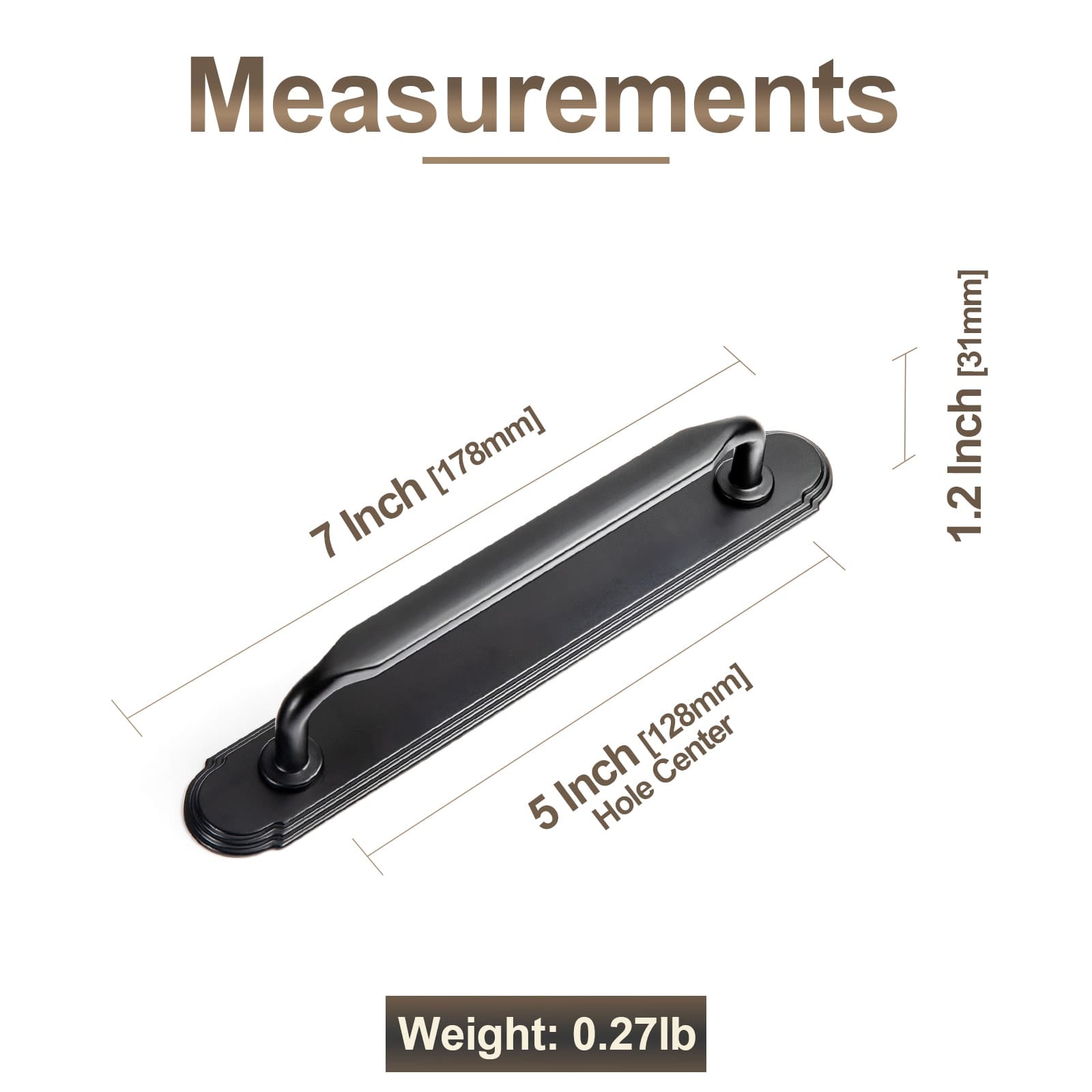 Goo-Ki 2 Pack Elegant Vintage Zinc Alloy Cabinet Handles with Long Backplate, Classic Furniture Hardware for Cabinets, Wardrobes & Dressers