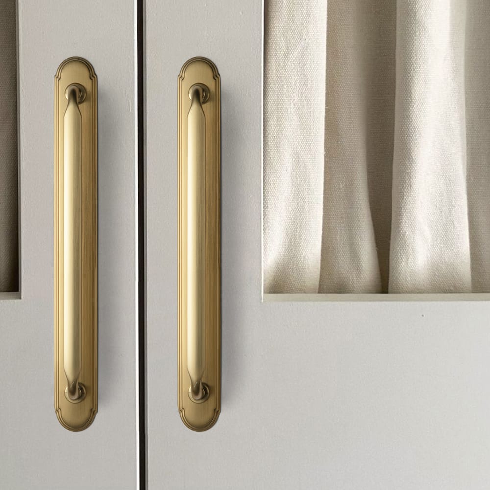 Goo-Ki 2 Pack Elegant Vintage Zinc Alloy Cabinet Handles with Long Backplate, Classic Furniture Hardware for Cabinets, Wardrobes & Dressers