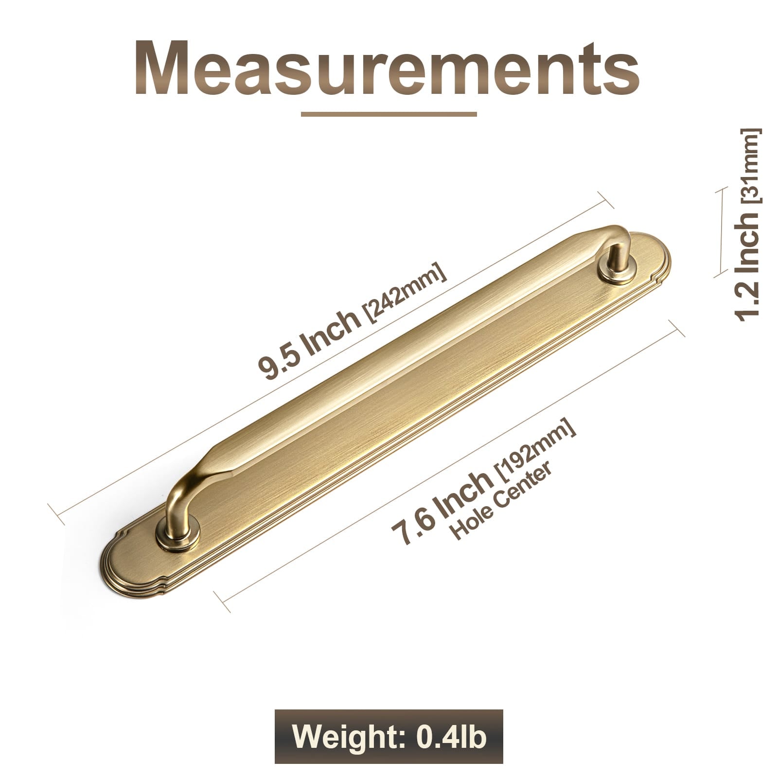 Goo-Ki 2 Pack Elegant Vintage Zinc Alloy Cabinet Handles with Long Backplate, Classic Furniture Hardware for Cabinets, Wardrobes & Dressers