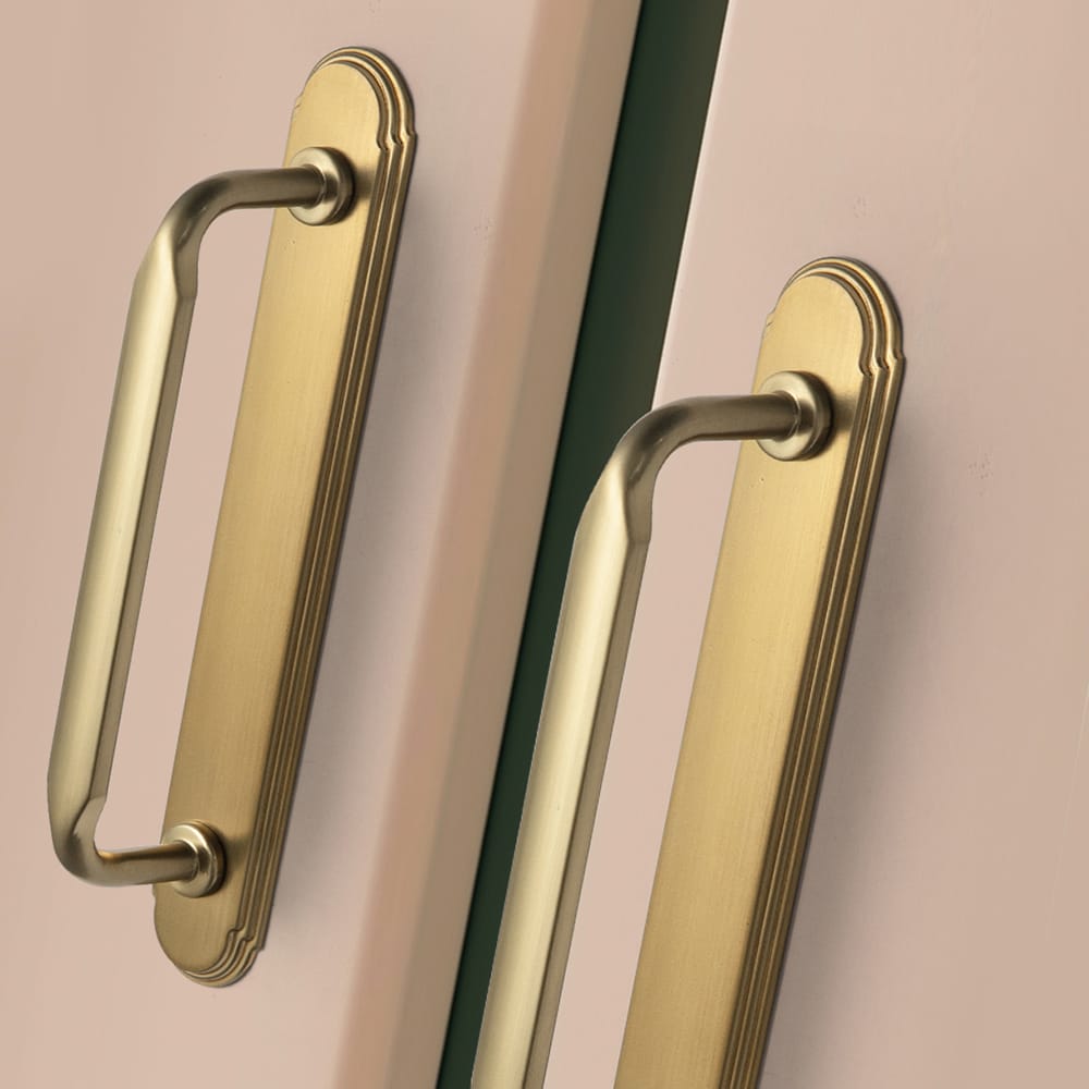 Goo-Ki 2 Pack Elegant Vintage Zinc Alloy Cabinet Handles with Long Backplate, Classic Furniture Hardware for Cabinets, Wardrobes & Dressers