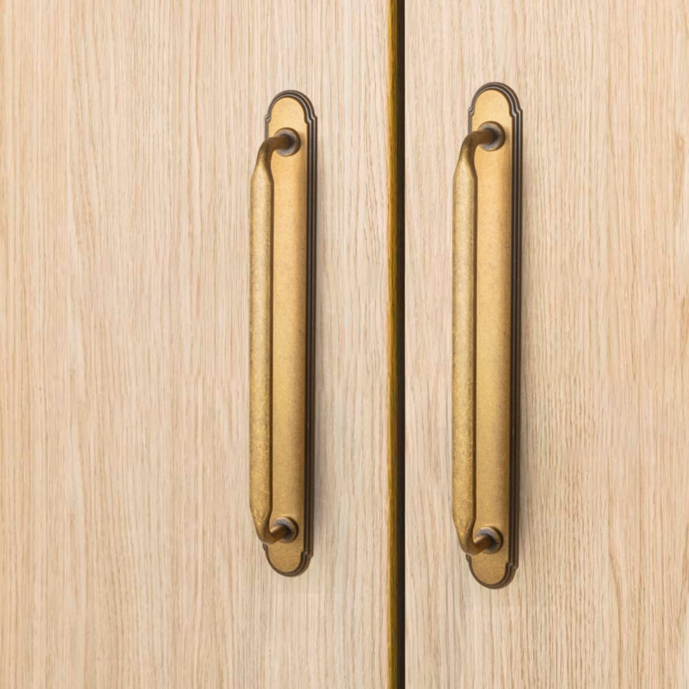 Goo-Ki 2 Pack Elegant Vintage Zinc Alloy Cabinet Handles with Long Backplate, Classic Furniture Hardware for Cabinets, Wardrobes & Dressers
