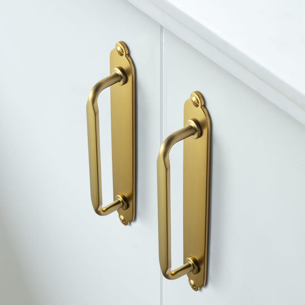 Goo-Ki 2 Pack Elegant Vintage Zinc Alloy Cabinet Handles with Long Backplate, Classic Furniture Hardware for Cabinets, Wardrobes & Dressers