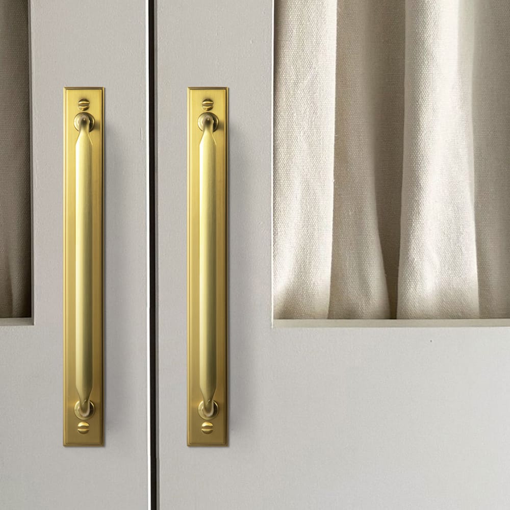 Goo-Ki 2 Pack Elegant Vintage Zinc Alloy Cabinet Handles with Long Backplate, Classic Furniture Hardware for Cabinets, Wardrobes & Dressers