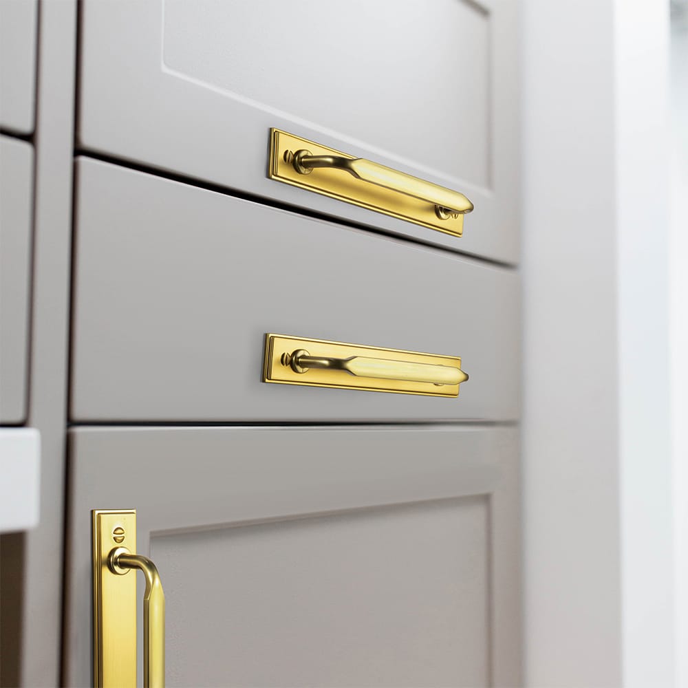 Goo-Ki 2 Pack Elegant Vintage Zinc Alloy Cabinet Handles with Long Backplate, Classic Furniture Hardware for Cabinets, Wardrobes & Dressers