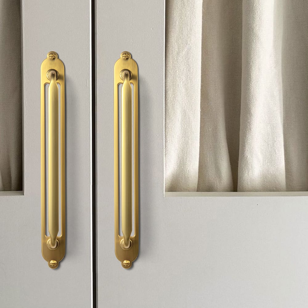 Goo-Ki 2 Pack Elegant Vintage Zinc Alloy Cabinet Handles with Long Backplate, Classic Furniture Hardware for Cabinets, Wardrobes & Dressers