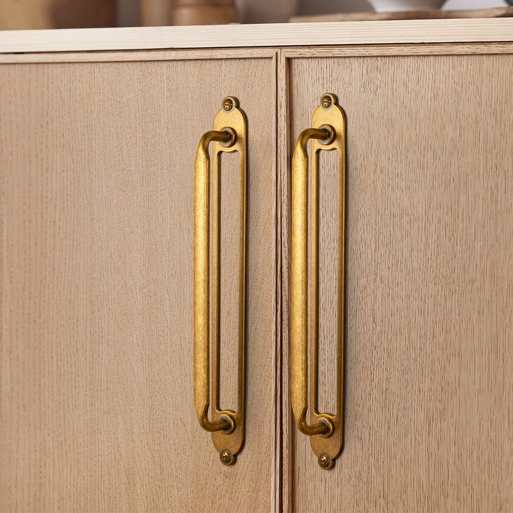 Goo-Ki 2 Pack Elegant Vintage Zinc Alloy Cabinet Handles with Long Backplate, Classic Furniture Hardware for Cabinets, Wardrobes & Dressers