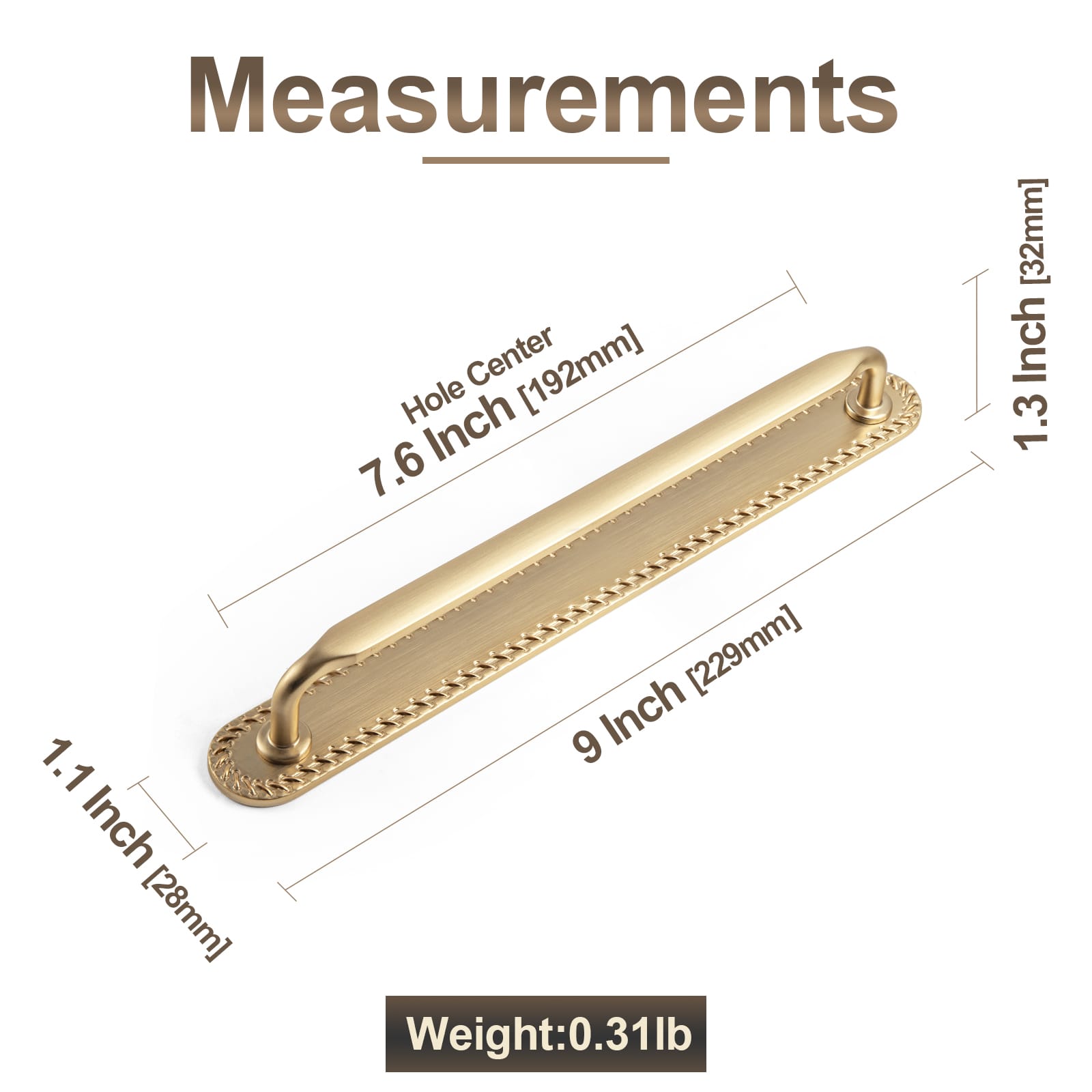 Goo-Ki 2 Pack Elegant Vintage Zinc Alloy Cabinet Handles with Long Backplate, Classic Furniture Hardware for Cabinets, Wardrobes & Dressers