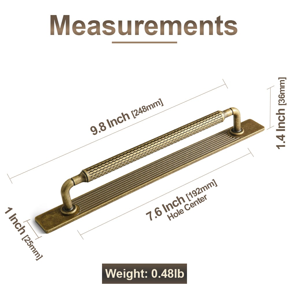 Goo-Ki 2 Pack Industrial Vintage Zinc Alloy Drawer Pull, Knurled Handle with Decorative Ribbed Backplate