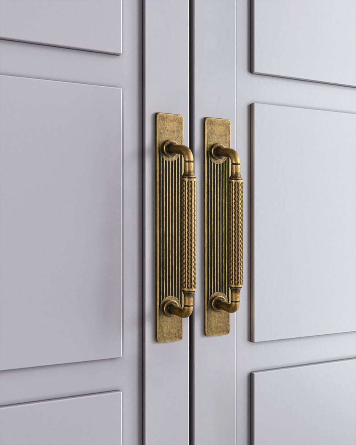 Goo-Ki 2 Pack Industrial Vintage Zinc Alloy Drawer Pull, Knurled Handle with Decorative Ribbed Backplate