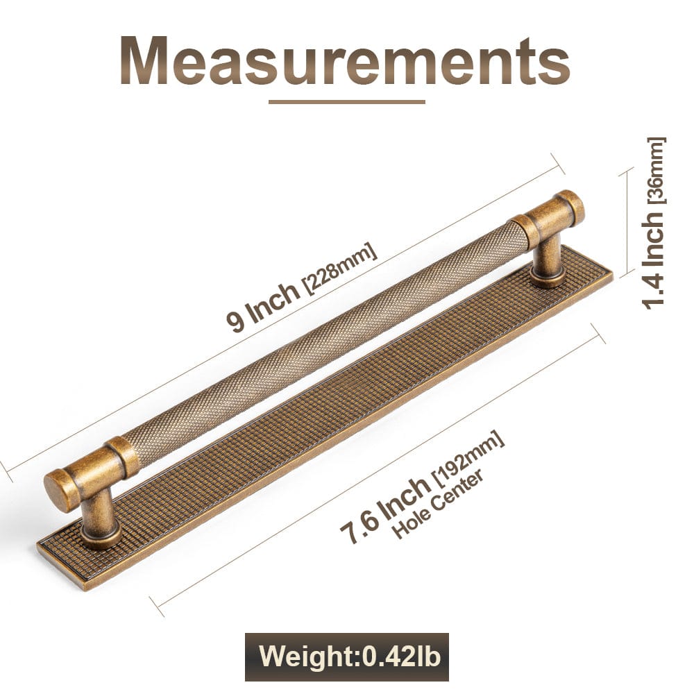 Goo-Ki 2 Pack Knurled Metal Alloy Vintage Bronze Bar Pull with Back Plate Kitchen Hardware