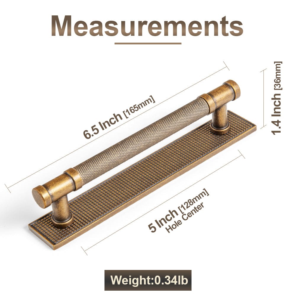 Goo-Ki 2 Pack Knurled Metal Alloy Vintage Bronze Bar Pull with Back Plate Kitchen Hardware