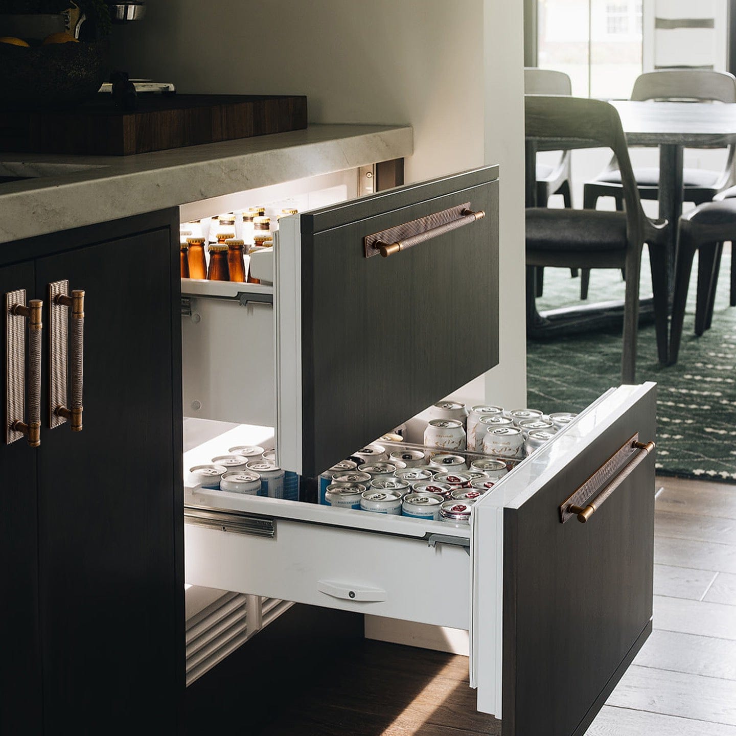 Goo-Ki 2 Pack Knurled Metal Alloy Vintage Bronze Bar Pull with Back Plate Kitchen Hardware