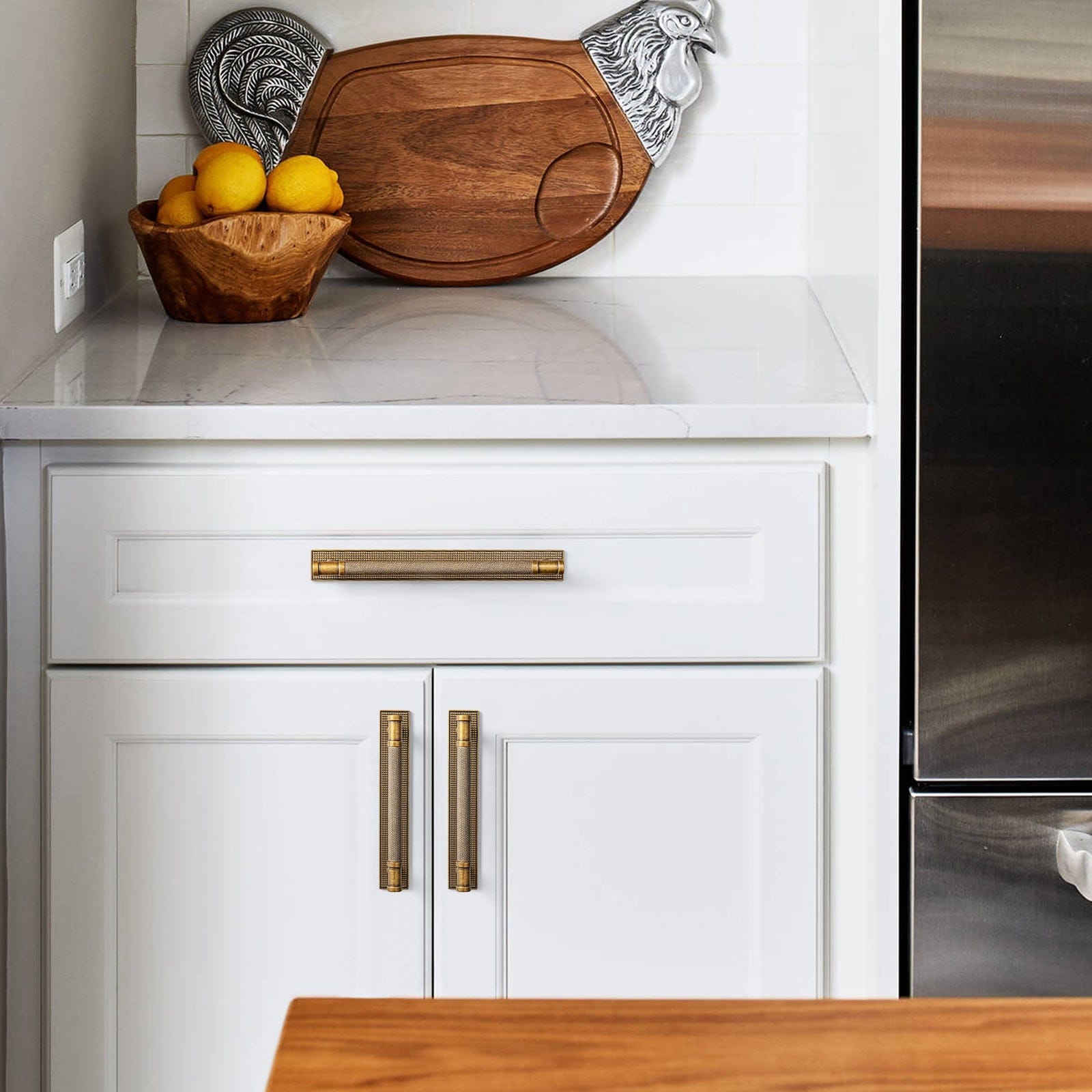 Goo-Ki 2 Pack Knurled Metal Alloy Vintage Bronze Bar Pull with Back Plate Kitchen Hardware