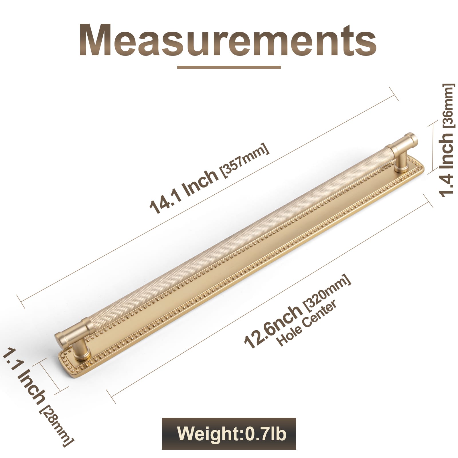 Goo-Ki 2 Pack Knurled Metal Alloy Vintage Bronze Bar Pull with Back Plate Kitchen Hardware