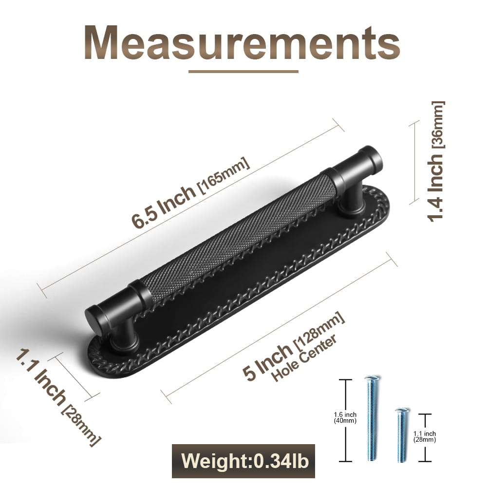 Goo-Ki 2 Pack Knurled Metal Alloy Vintage Bronze Bar Pull with Back Plate Kitchen Hardware