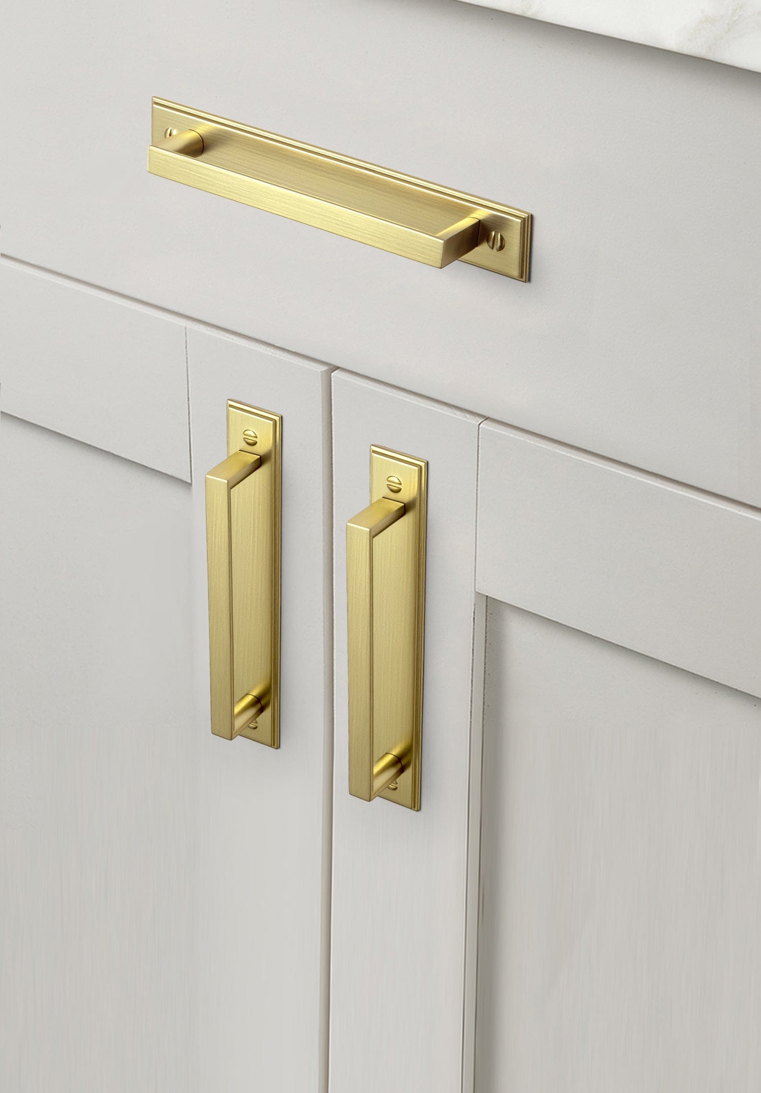 Goo-Ki 2 Pack Long Cabinet Bar Pulls with Back Plates Solid Drawer Handles Set