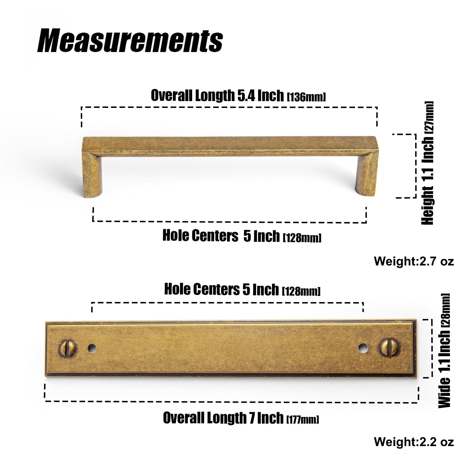 Goo-Ki 2 Pack Long Cabinet Bar Pulls with Back Plates Solid Drawer Handles Set