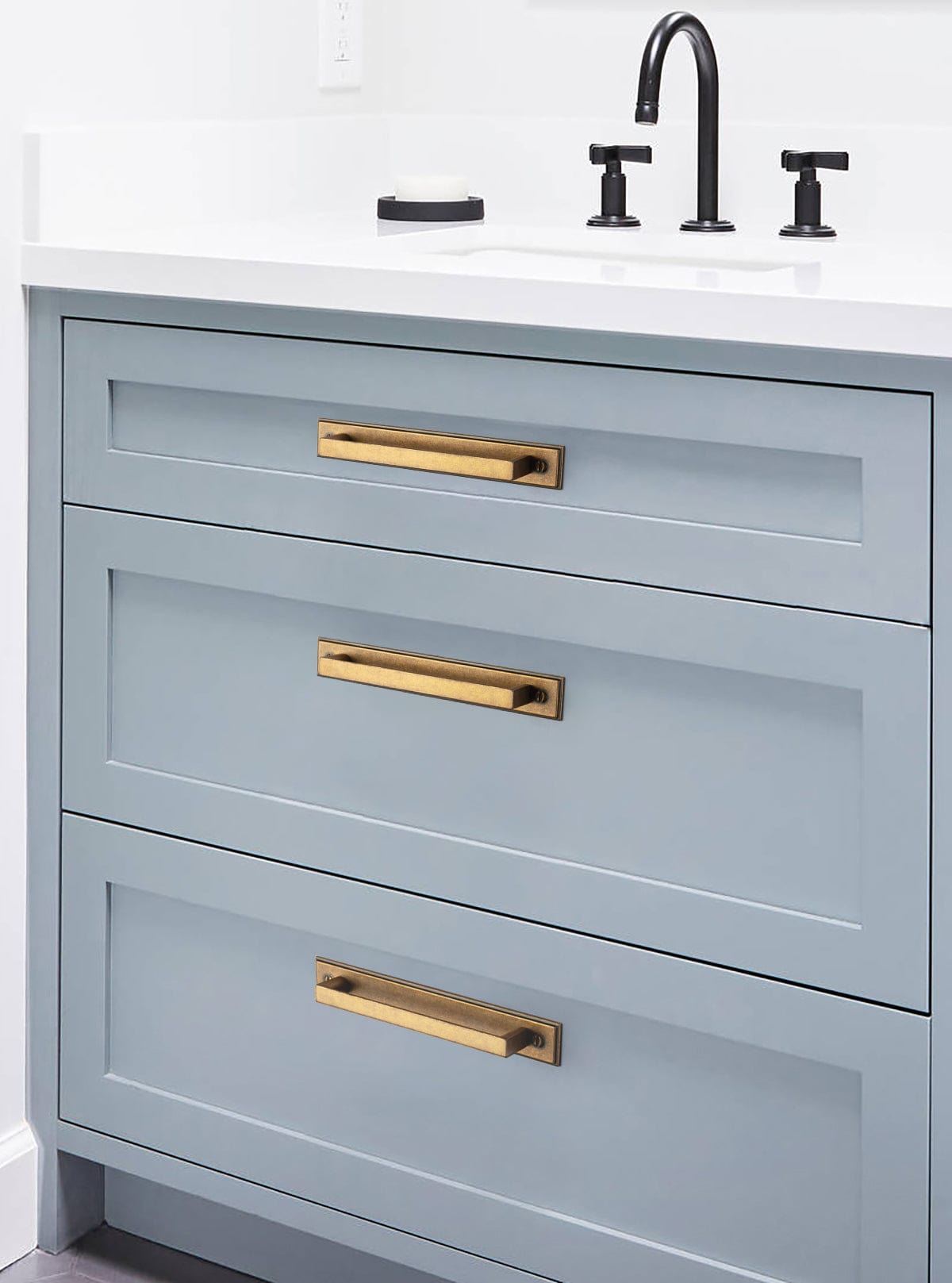 Goo-Ki 2 Pack Long Cabinet Bar Pulls with Back Plates Solid Drawer Handles Set