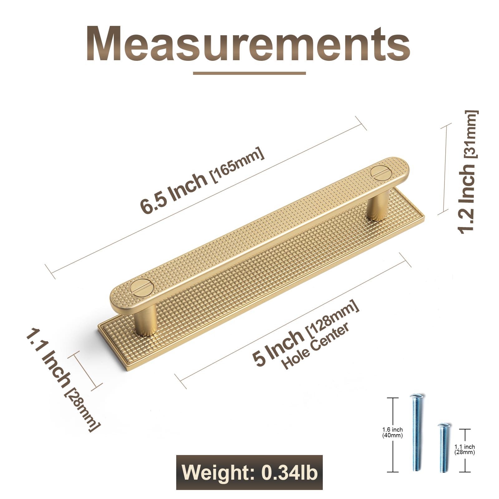 Goo-Ki 2 Pack Mid-Century Cabinet Pulls, Zinc Alloy Drawer Handles with Embossed Grid Backplate, Kitchen & Furniture Replacement Hardware
