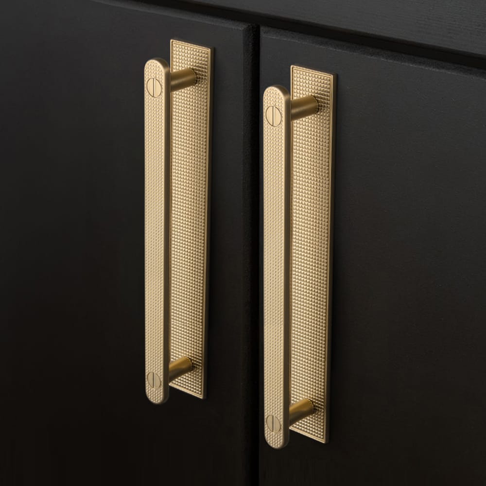 Goo-Ki 2 Pack Mid-Century Cabinet Pulls, Zinc Alloy Drawer Handles with Embossed Grid Backplate, Kitchen & Furniture Replacement Hardware