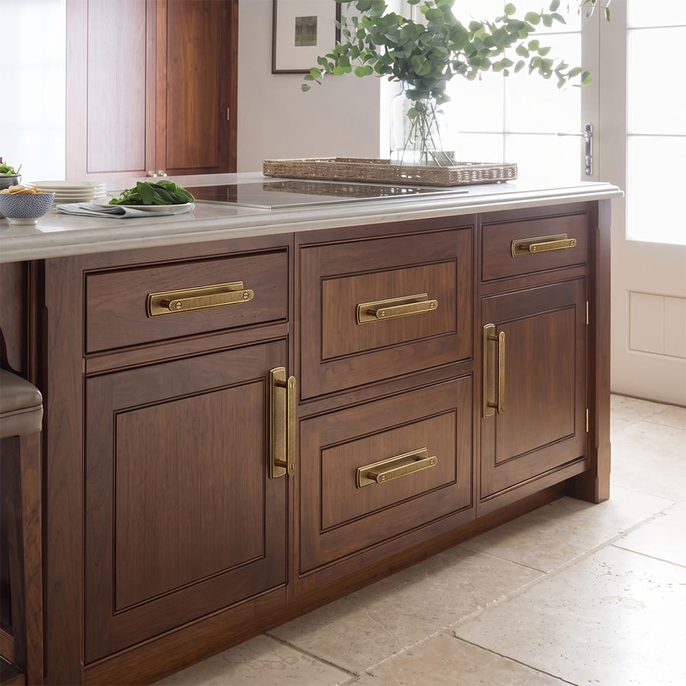 Goo-Ki 2 Pack Mid-Century Cabinet Pulls, Zinc Alloy Drawer Handles with Embossed Grid Backplate, Kitchen & Furniture Replacement Hardware