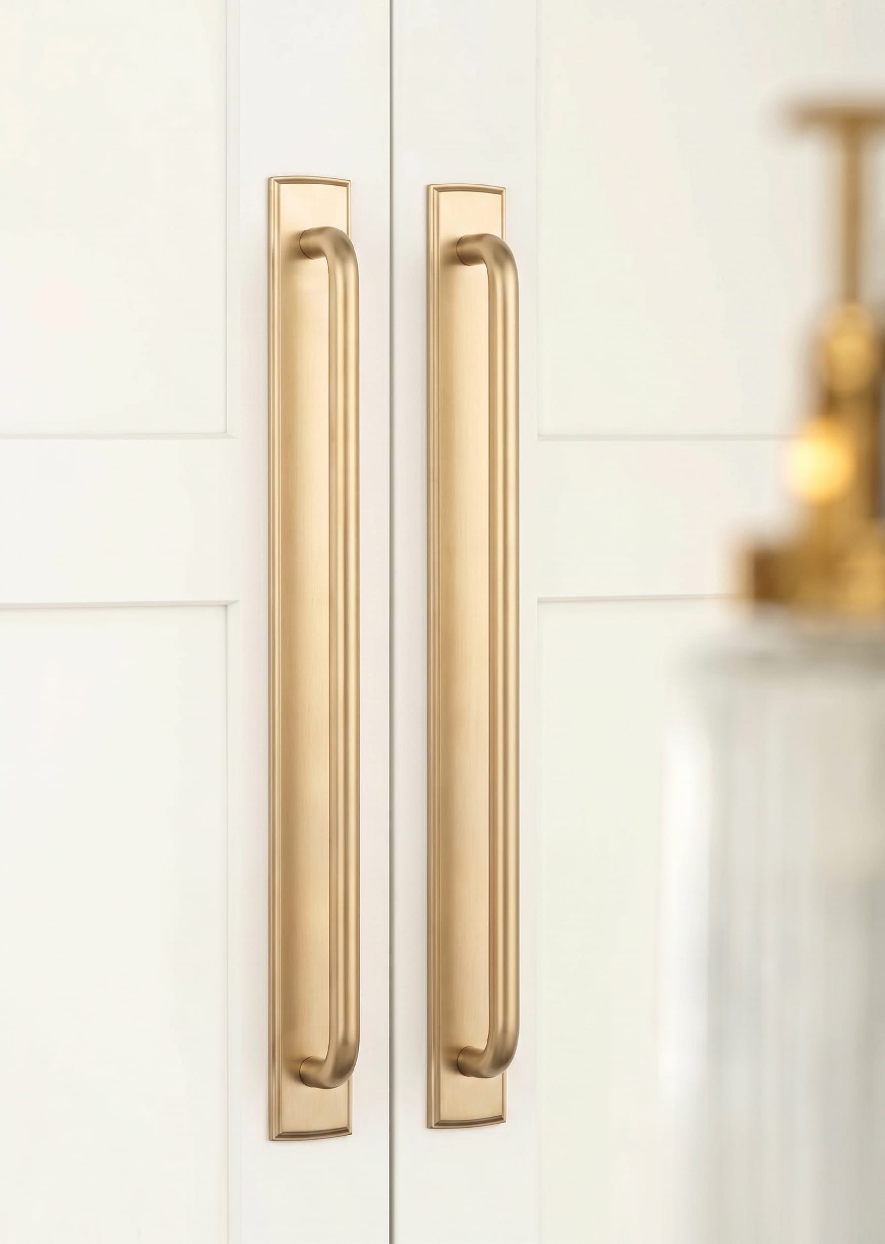 Goo-Ki 2 Pack Modern Geometric Zinc Alloy Cabinet Pulls with Back Plate Sleek Curved Sturdy Cabinet Handles