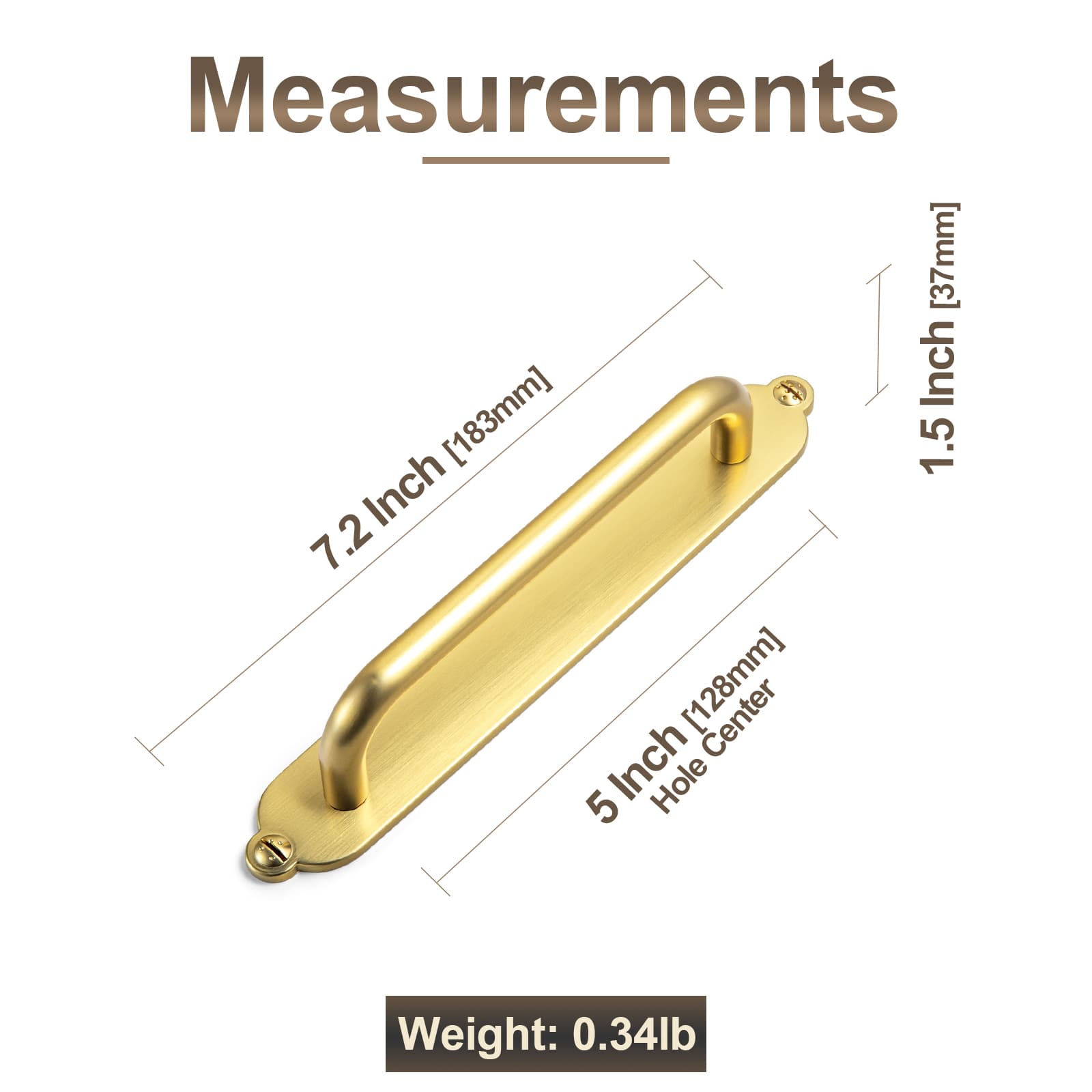 Goo-Ki 2 Pack Modern Geometric Zinc Alloy Cabinet Pulls with Back Plate Sleek Curved Sturdy Cabinet Handles
