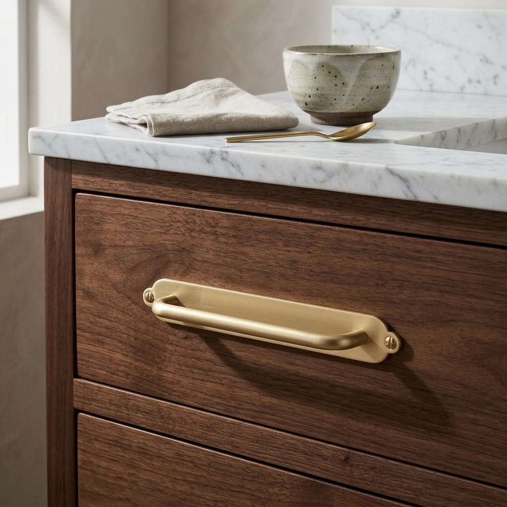 Goo-Ki 2 Pack Modern Geometric Zinc Alloy Cabinet Pulls with Back Plate Sleek Curved Sturdy Cabinet Handles