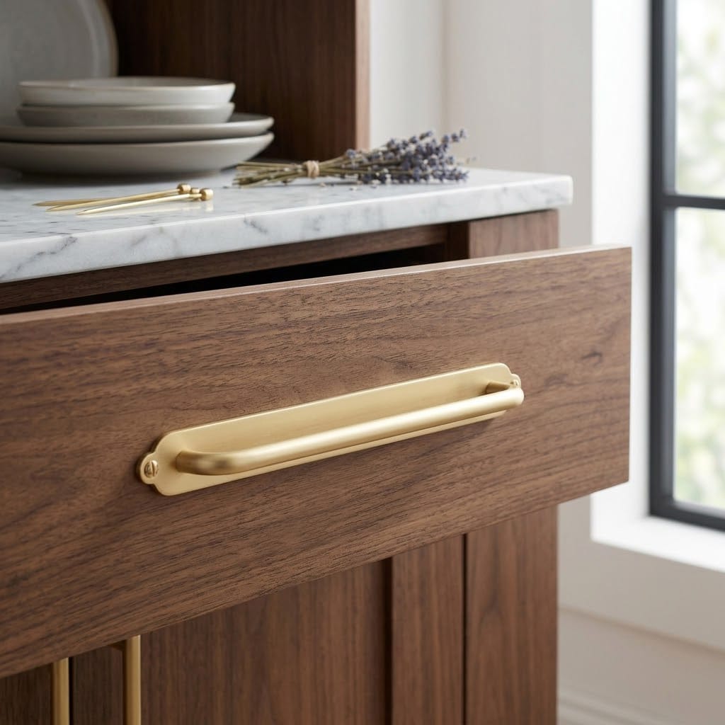 Goo-Ki 2 Pack Modern Geometric Zinc Alloy Cabinet Pulls with Back Plate Sleek Curved Sturdy Cabinet Handles