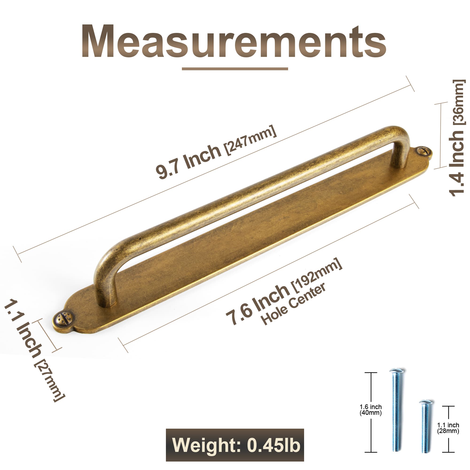 Goo-Ki 2 Pack Modern Geometric Zinc Alloy Cabinet Pulls with Back Plate Sleek Curved Sturdy Cabinet Handles