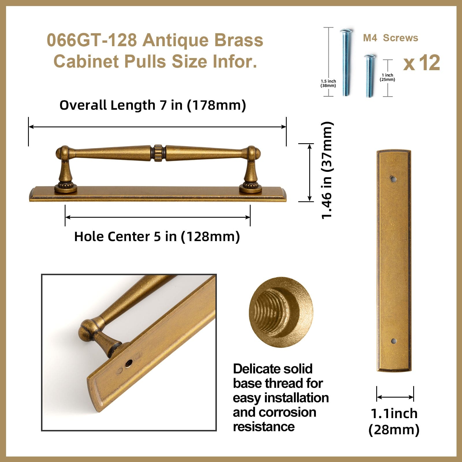 Goo-Ki 2 Pack Ornate Vintage Brass Drawer Pulls - Classic Cabinet Handles with Decorative Back Plates