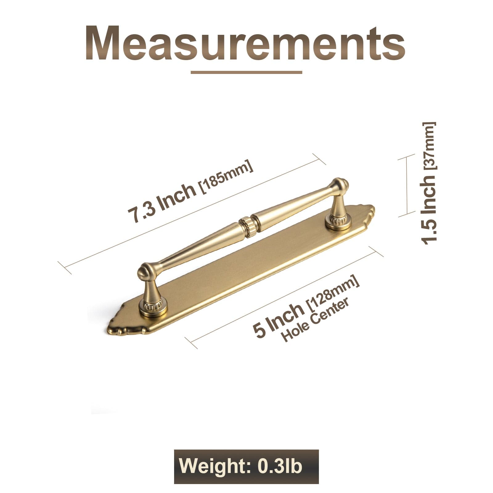 Goo-Ki 2 Pack Ornate Vintage Brass Drawer Pulls - Classic Cabinet Handles with Decorative Back Plates