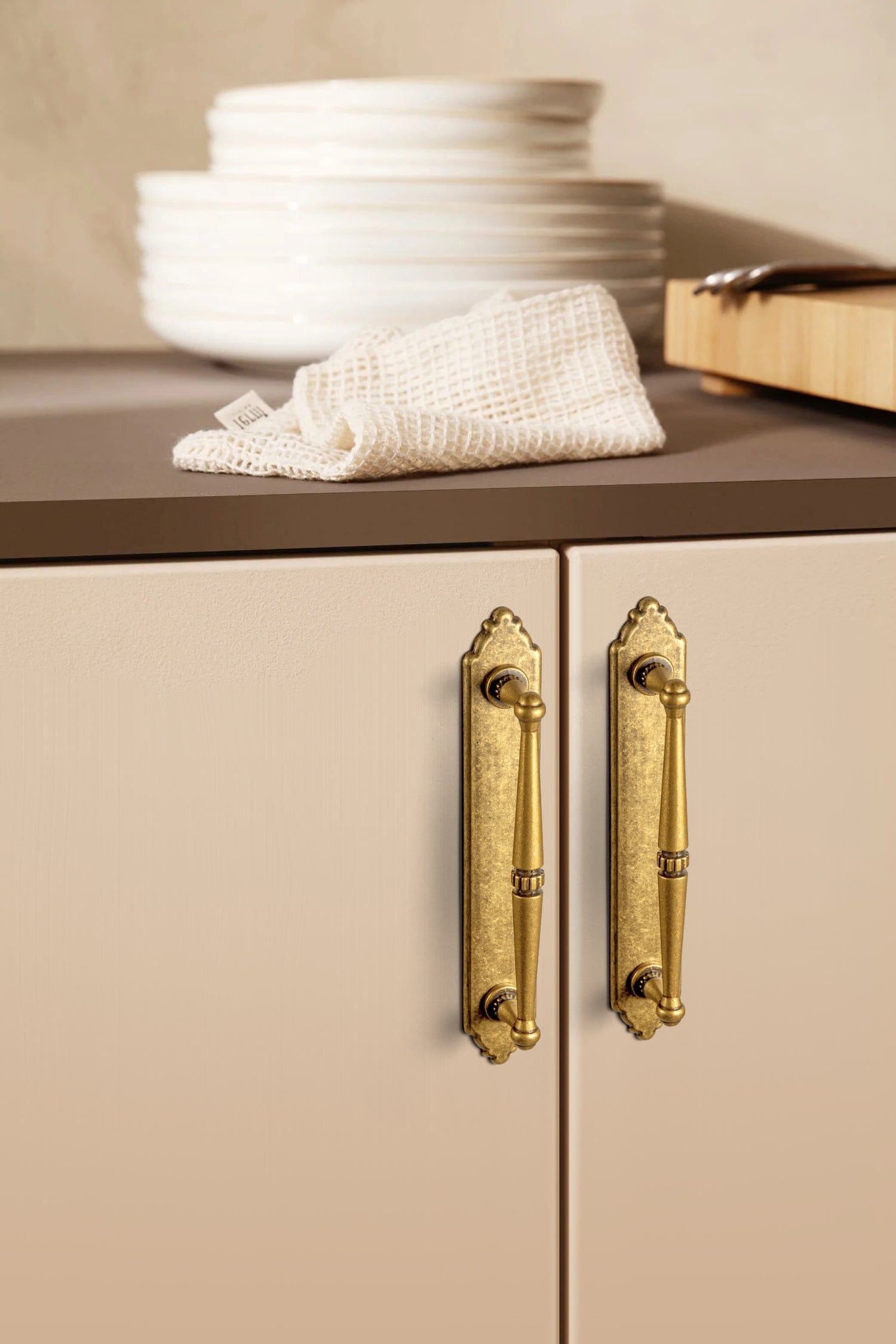 Goo-Ki 2 Pack Ornate Vintage Brass Drawer Pulls - Classic Cabinet Handles with Decorative Back Plates