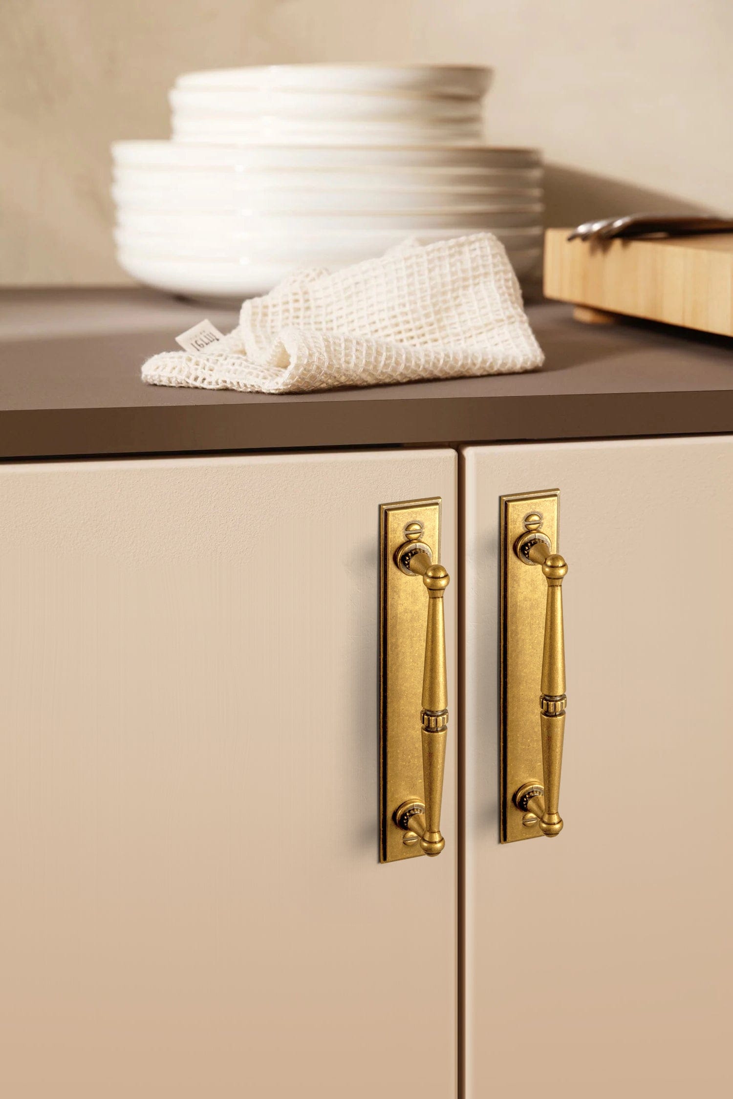 Goo-Ki 2 Pack Ornate Vintage Brass Drawer Pulls - Classic Cabinet Handles with Decorative Back Plates