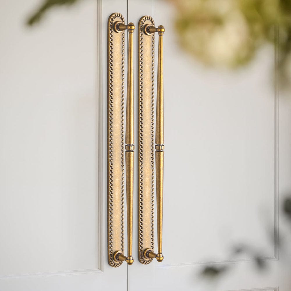 Goo-Ki 2 Pack Ornate Vintage Brass Drawer Pulls - Classic Cabinet Handles with Decorative Back Plates