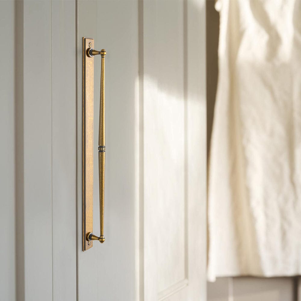 Goo-Ki 2 Pack Ornate Vintage Brass Drawer Pulls - Classic Cabinet Handles with Decorative Back Plates