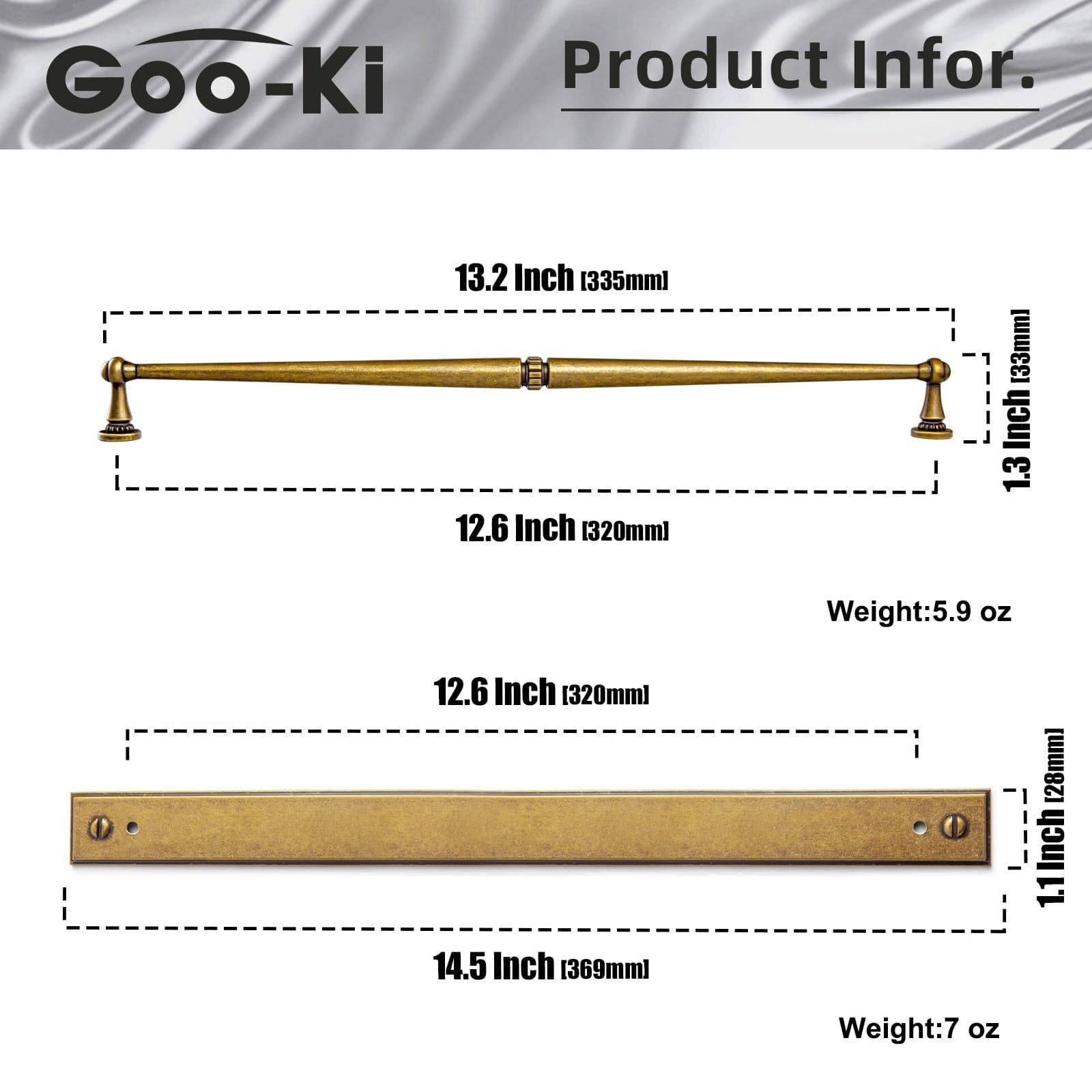 Goo-Ki 2 Pack Ornate Vintage Brass Drawer Pulls - Classic Cabinet Handles with Decorative Back Plates