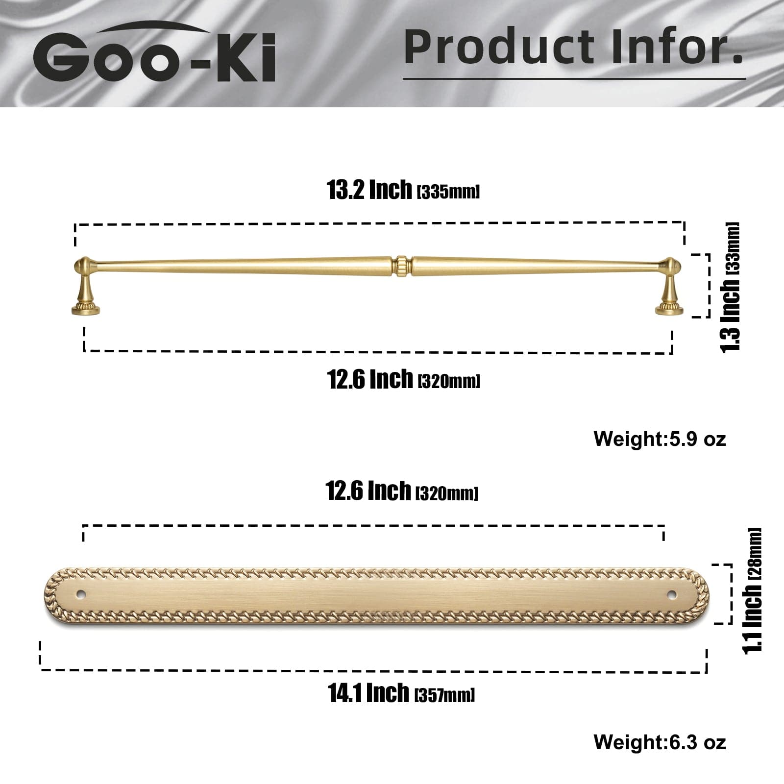 Goo-Ki 2 Pack Ornate Vintage Brass Drawer Pulls - Classic Cabinet Handles with Decorative Back Plates