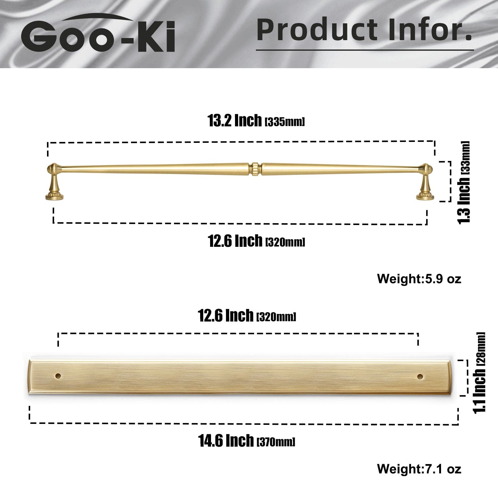 Goo-Ki 2 Pack Ornate Vintage Brass Drawer Pulls - Classic Cabinet Handles with Decorative Back Plates