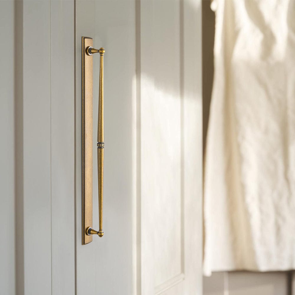 Goo-Ki 2 Pack Ornate Vintage Brass Drawer Pulls - Classic Cabinet Handles with Decorative Back Plates