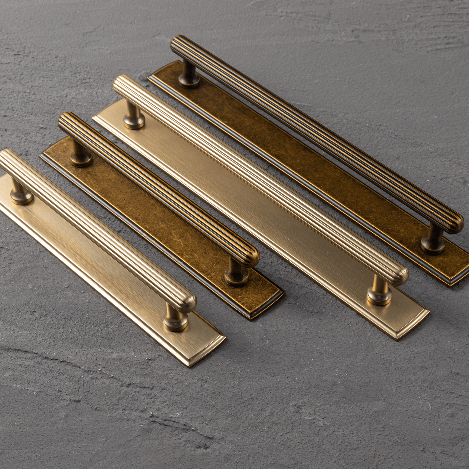Goo-Ki 2 Pack Ribbed Fluted Cabinet Pull Handle with Backplate, Vintage Zinc Alloy Drawer Bar Pull