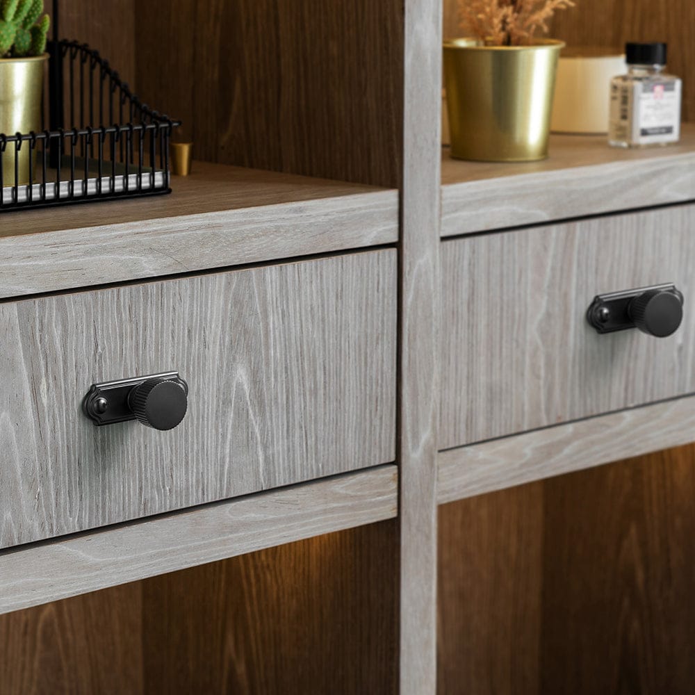 Goo-Ki 2 Pack Striped Cabinet Pull Retro Brass Cabinet Handles Knobs with Back Plate