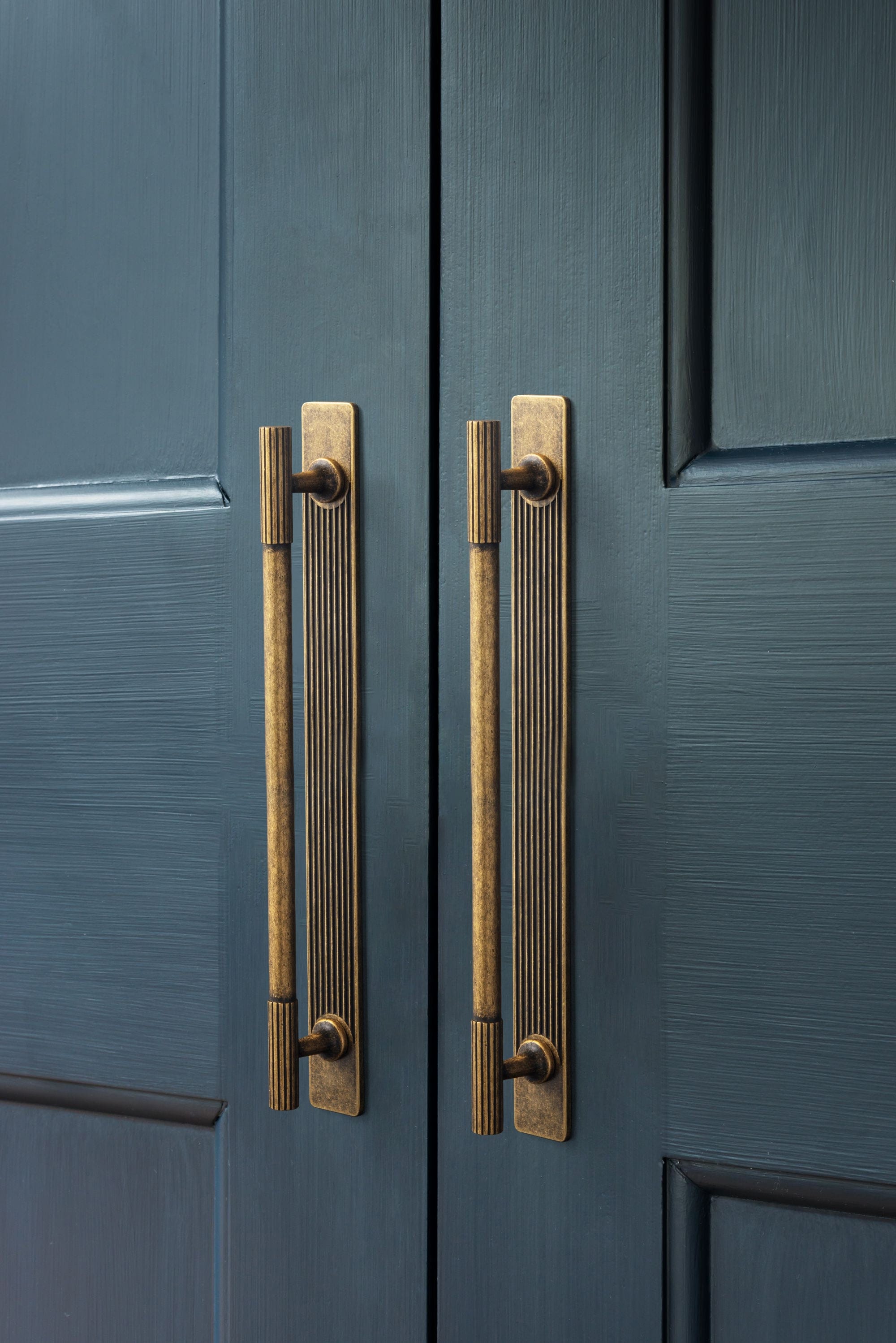 Goo-Ki 2 Pack Striped Cabinet Pull Retro Brass Cabinet Handles Knobs with Back Plate