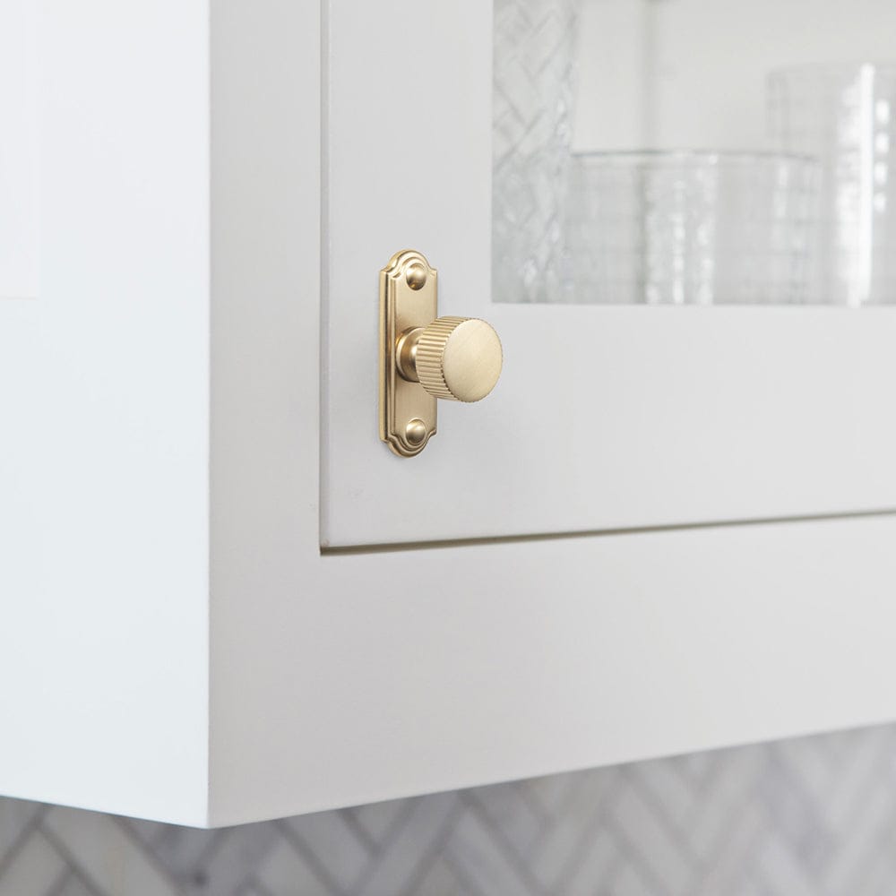 Goo-Ki 2 Pack Striped Cabinet Pull Retro Brass Cabinet Handles Knobs with Back Plate