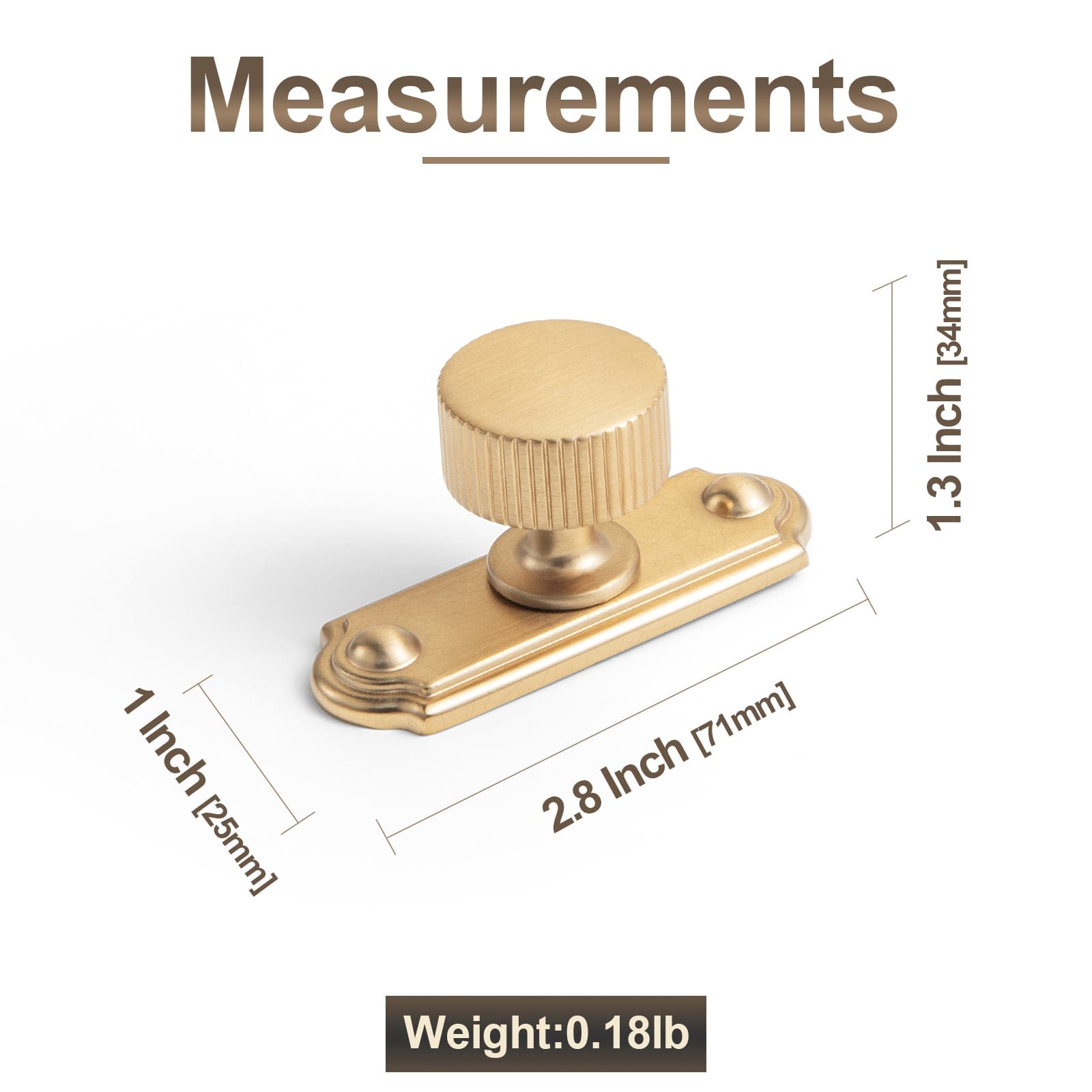 Goo-Ki 2 Pack Striped Cabinet Pull Retro Brass Cabinet Handles Knobs with Back Plate